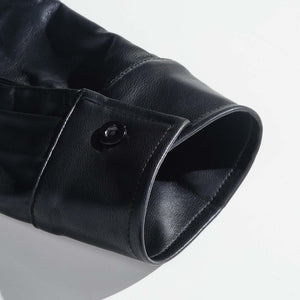 Men's Classic Casual Slim Fit Leather Long Sleeve Shirt