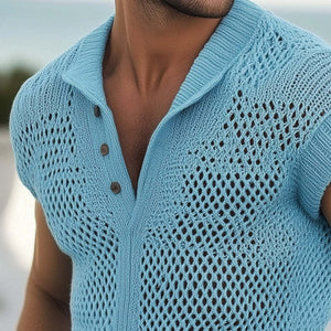 Men's Summer Fashion Knitted Mesh Breathable T-shirt