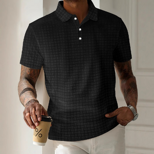 Men's Textured Striped Short-Sleeved POLO Shirt