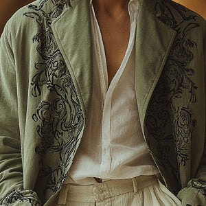 Men's Western Vintage Embroidered Shirt Coat