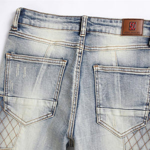 Men's Punk Patchwork Ripped Stretch Jeans