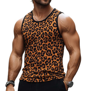 Men's Skin-friendly Breathable V-neck Retro Leopard Print Tank ToP