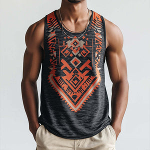Men's Retro Casual Ethnic Style Printed Round Neck Tank Top
