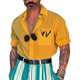 Men's Loose Letter Print Lapel Short Sleeve Shirt