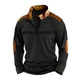 Men's Colorblock Zipper Stand Collar Long Sleeve Casual Sweatshirt