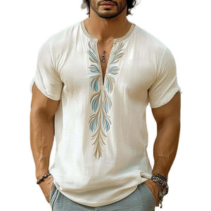 Men's Summer Comfortable V-Neck Fresh Printed T-Shirt