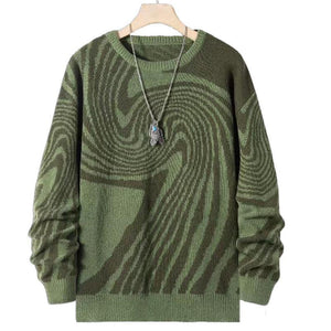 Men's Jacquard Crew Neck Knitted Sweater