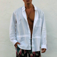 Men's Solid Lapel Chest Pocket Long Sleeve Shirt