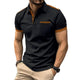 Men's Colorblock Chest Pocket Lapel Short Sleeve Polo Shirt