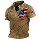USA FLAG Patriot 1776 Print Zipper Polo T-shirt