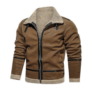 Men's Vintage Suede Lambswool Warm Lapel Zipper Loose Jacket