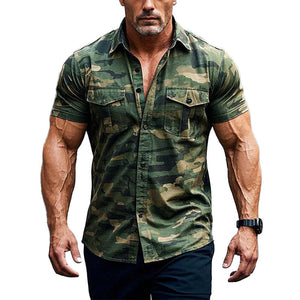 Men's Outdoor Camouflage Print Short Sleeve Shirt