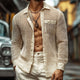 Men's Retro Casual Irregular Mesh Fabric Lapel Long Sleeve Shirt