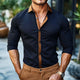 Men's Retro Casual Colorblock Printed Lapel Long Sleeve Shirt