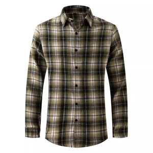 Men's Casual Plaid Lapel Long Sleeve Shirt
