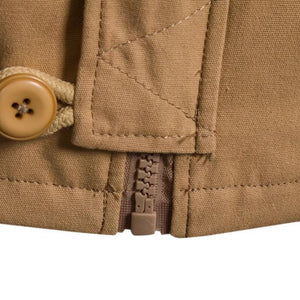 Men's Casual Washed Cotton Patchwork Hooded Slim Fit Cargo Jacket