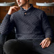 Men's Casual Jacquard Knit Lapel Sweater