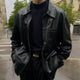 Men's Retro Casual Solid Color Lapel Leather Jacket