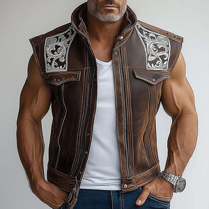 Men's Leather Embroidered Personalized Vest