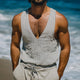 Men's Retro Casual Striped Printed Linen V-Neck Tank Top
