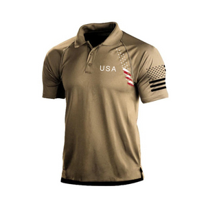 COLORFUL USA FLAG RAGLAN GRAPHIC POLO SHIRT