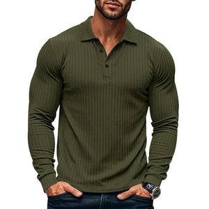 Men's Casual Elastic Long Sleeve POLO Shirt