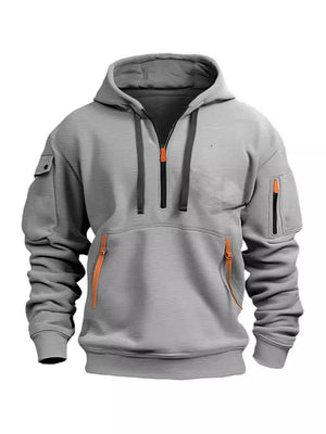 MEN'S CASUAL SPORTS HOODIE ARM POCKET ZIPPER HOODIE