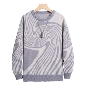 Men's Jacquard Crew Neck Knitted Sweater