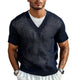 Men's Solid Color Knitted V-Neck Short Sleeve Sweater T-Shirt