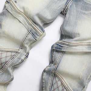 Men's Punk Patchwork Ripped Stretch Jeans