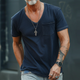 Men's V Neck Breast Pocket Short Sleeve Cargo T-shirt