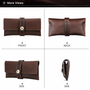 Men's Portable Handmade Top Layer Cowhide Magnetic Buckle Glasses Storage Bag