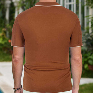 Men's Knitted Single-Breasted Short-Sleeved Polo Shirt