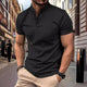 Men's Casual Stand Collar Waffle Slim Fit Short Sleeve T-Shirt