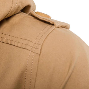 Men's Casual Washed Cotton Patchwork Hooded Slim Fit Cargo Jacket