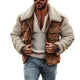 Men's Vintage Suede Stitching Lambswool Lapel Jacket Coat