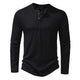 Men's Casual Henley Collar Solid Long Sleeve T-Shirt