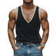Men's Summer Fashion Casual Deep V-neck Contrast Color Stitching Suede Tank Top