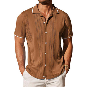 Men's Knitted Single-Breasted Short-Sleeved Polo Shirt