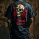 Men's Retro Casual Rock Skull "Undead Warrior" Printed Round Neck Short Sleeve T-Shirt