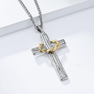 Vintage Casual Thorn Wreath Cross Necklace