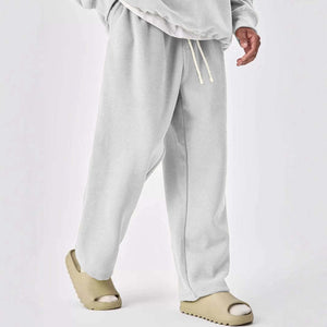 Men's Solid Color Drawstring Elastic Waist Straight Leg Sweatpants