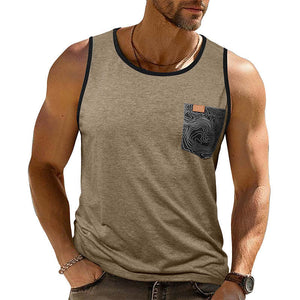 Men's Contrast Color Crew Neck Tank Top