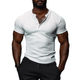 Men's Casual Cotton Elastic Rib Henley Collar Slim Fit Short Sleeve T-Shirt