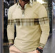 Men's Casual Long Sleeve Colorblock Button Waffle Polo Shirt