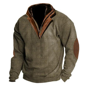 Men's Colorblock Stitching Collar Lapel Sweatshirt