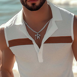 Men's Summer Fashion Polo Neck Textured Tank Top