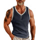 Men's Colorblock Pit Article Fabrics Zipper V-Neck Slim Fit Sleeveless Tank Top