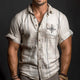 Men's Compass Embroidered Light Linen Shirt