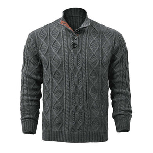 Men's Vintage Stand Collar Knitted Cable Sweater